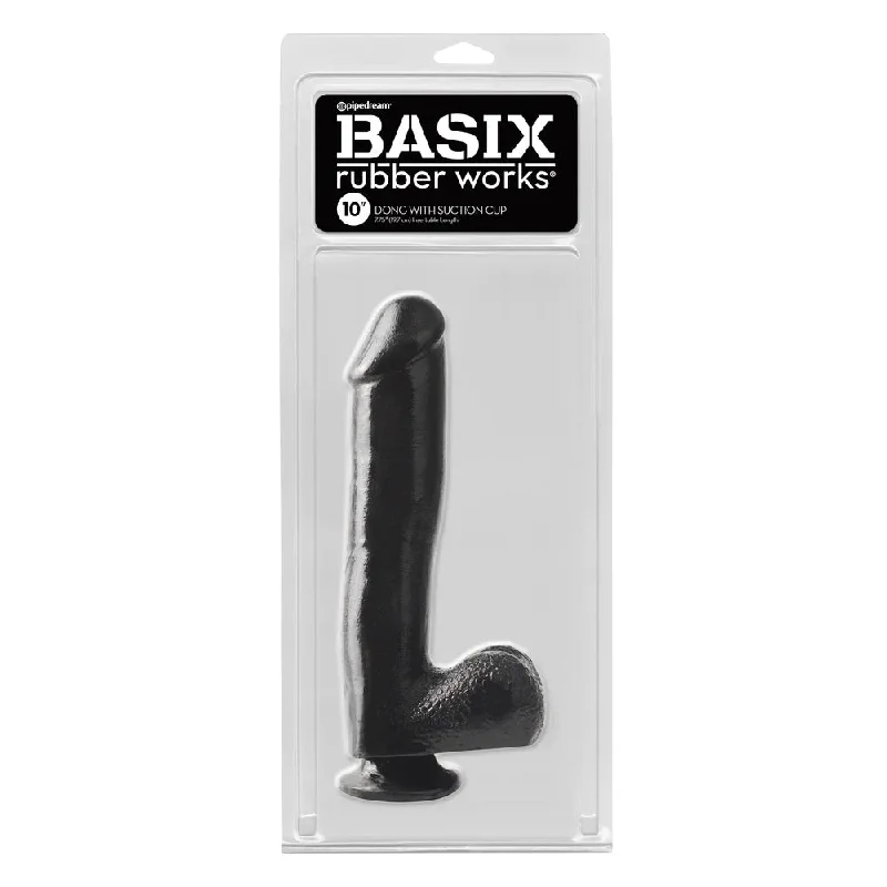 Basix Rubber Works 10" Dong with Suction Cup Black