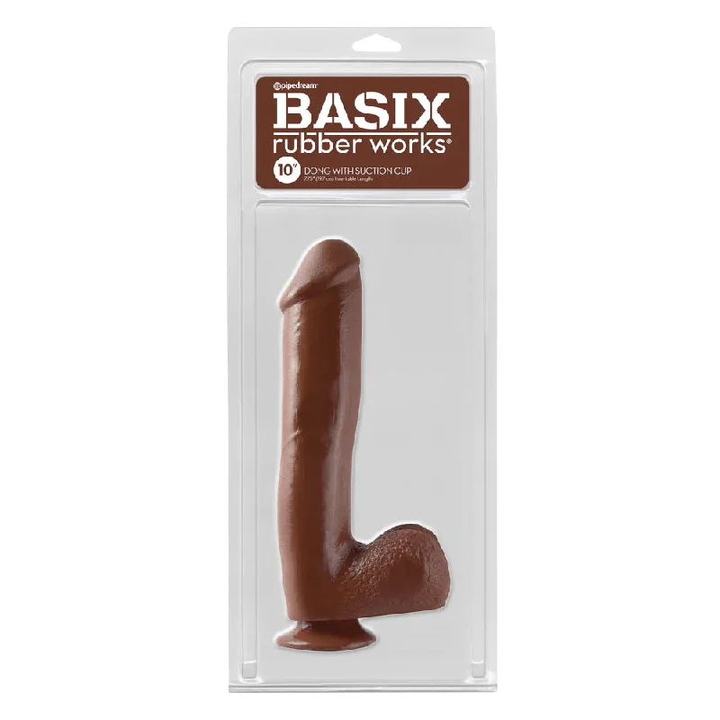 Basix Rubber Works 10" Dong with Suction Cup Brown