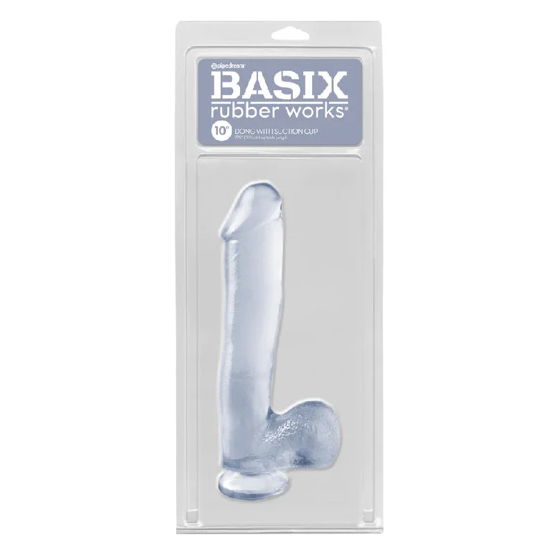 Basix Rubber Works 10" Dong with Suction Cup Clear