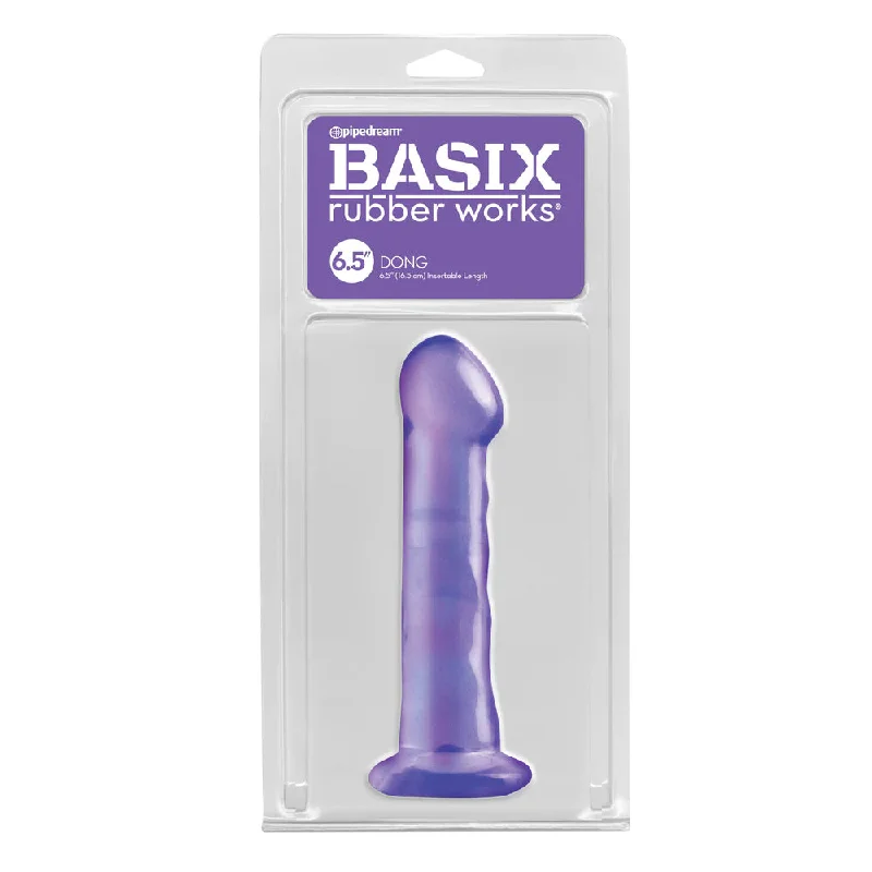 Basix Rubber Works 6.5" Dong with Suction Cup Purple