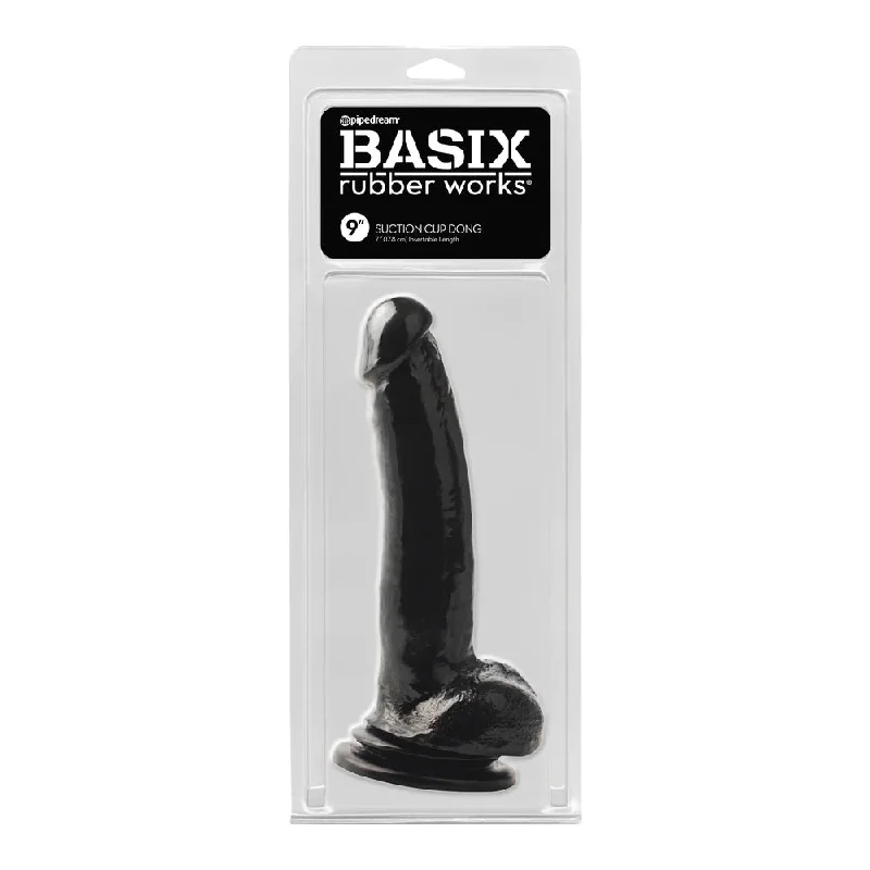 Basix Rubber Works 9" Suction Cup Dong Black