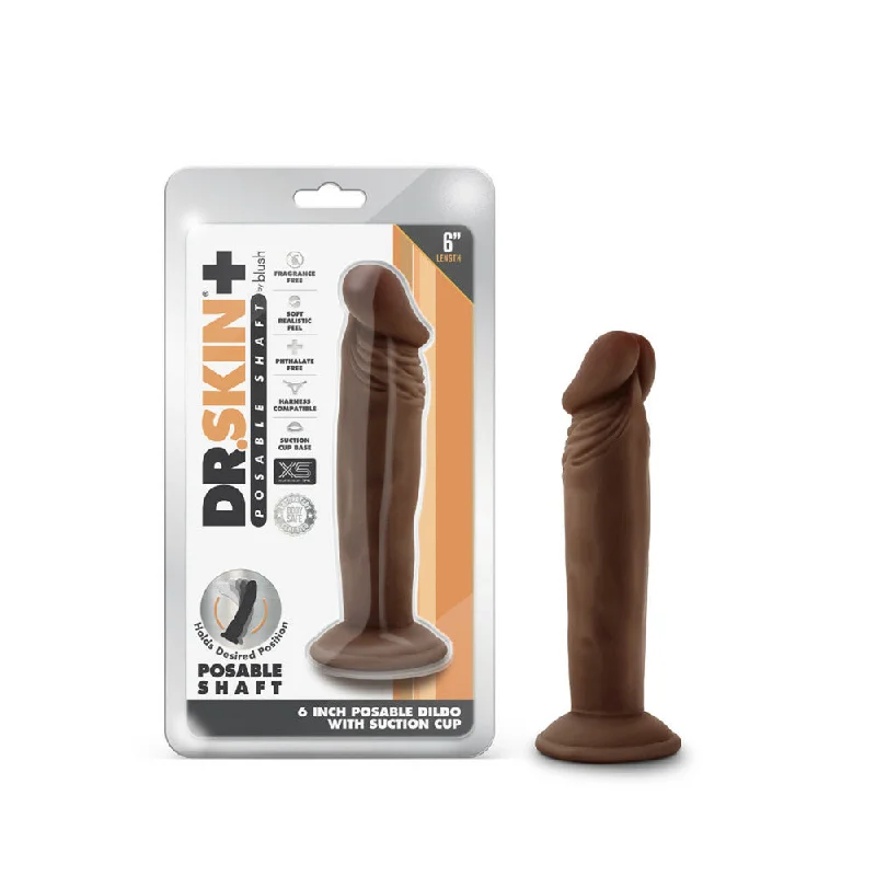 Dr. Skin Plus 6" Posable Dildo Chocolate