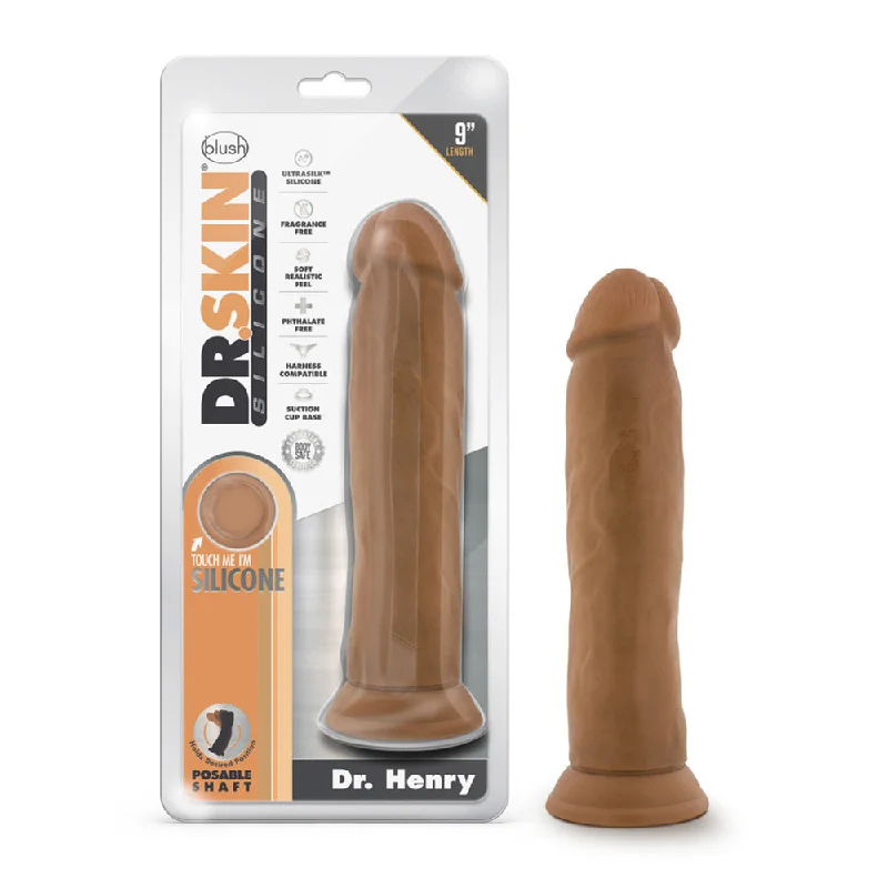 Dr. Skin Silicone Dr. Henry 9" Dildo With Suction Cup Mocha