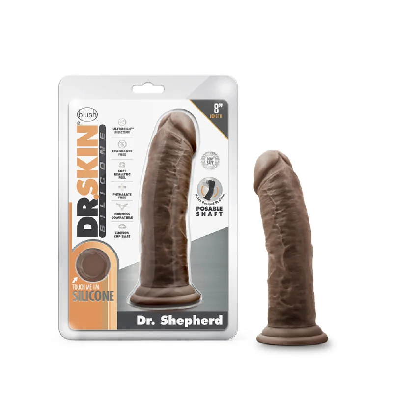 Dr. Skin Silicone Dr. Shepherd 8" Dildo With Suction Cup Chocolate