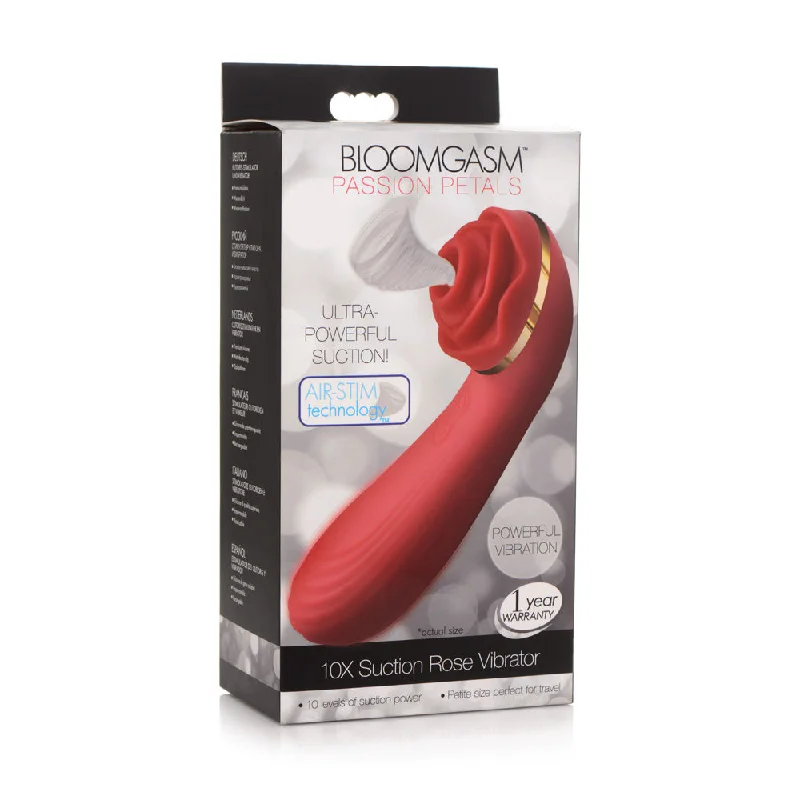 Inmi Bloomgasm Passion Petals 10X Silicone Suction Rose Vibrator Red