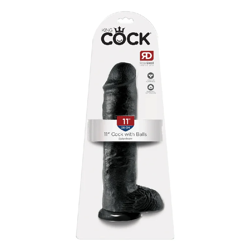 King Cock 11" Cock with Balls Black