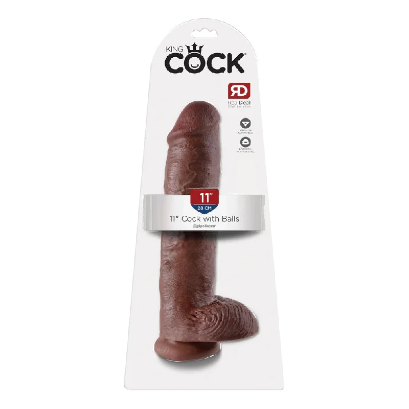 King Cock 11" Cock with Balls Brown