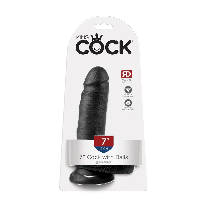 King Cock 7" Cock with Balls Black