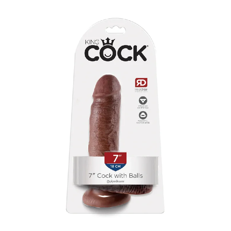 King Cock 7" Cock with Balls Brown