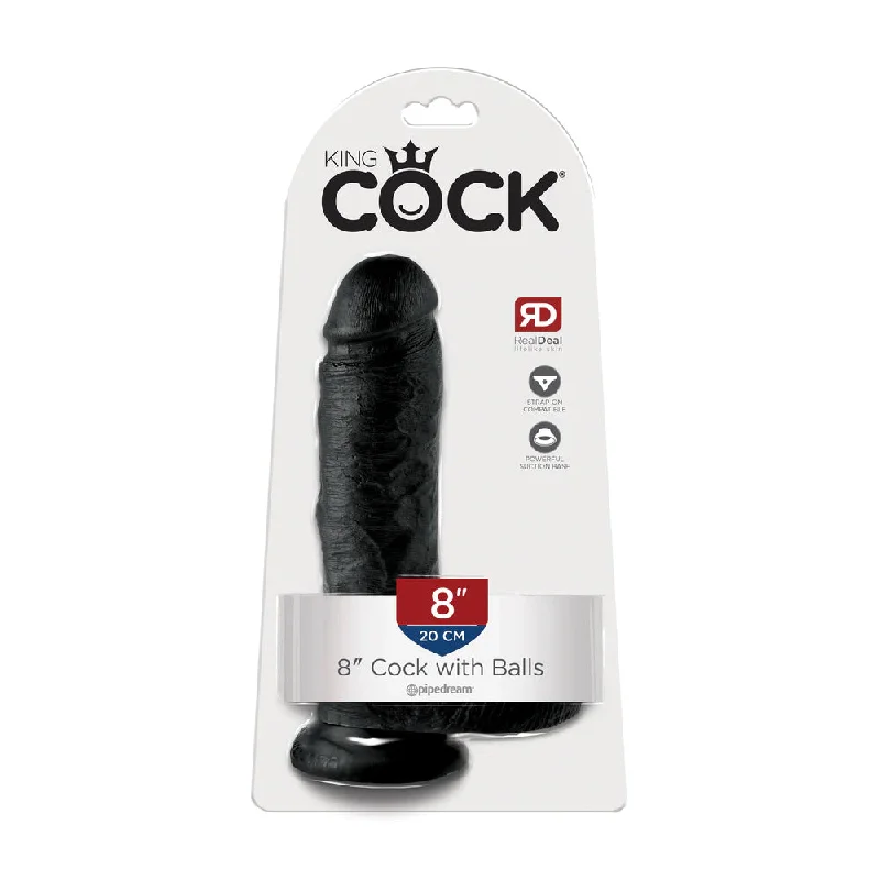 King Cock 8" Cock with Balls Black