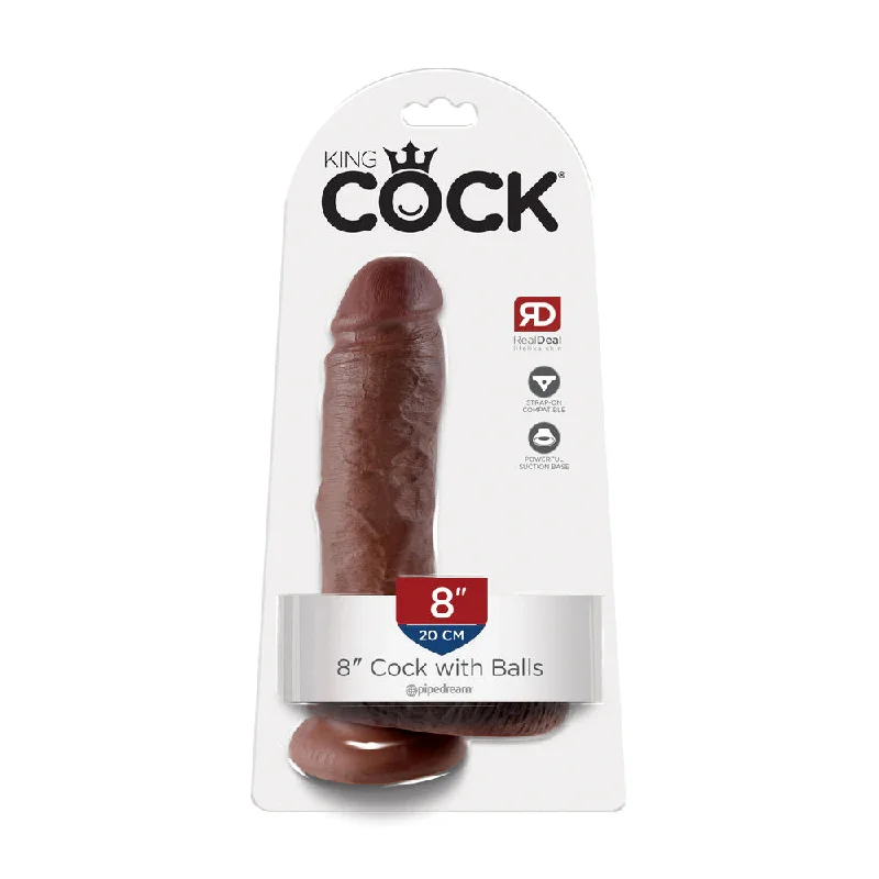 King Cock 8" Cock with Balls Brown