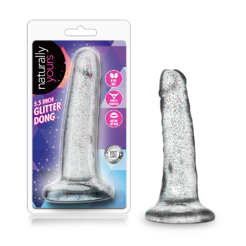 Naturally Yours 5.5" Glitter Dong Sparkling Clear