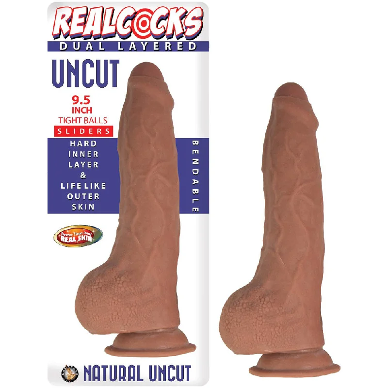 Realcocks Dual Layered Uncut Slider 9.5" Tight Balls Brown