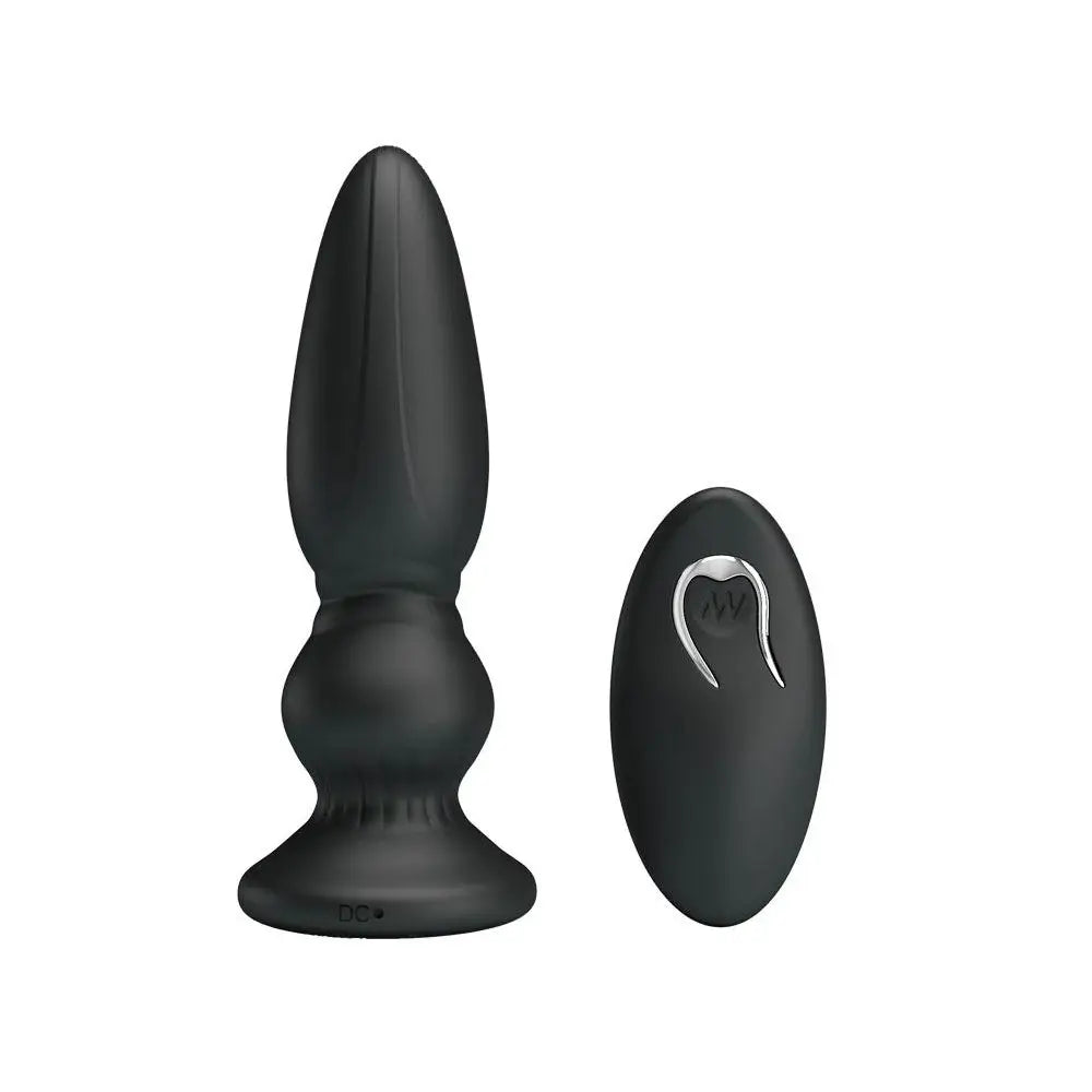 5-inch Silicone Black Powerful Rechargeable Vibrating Butt Plug with Remote