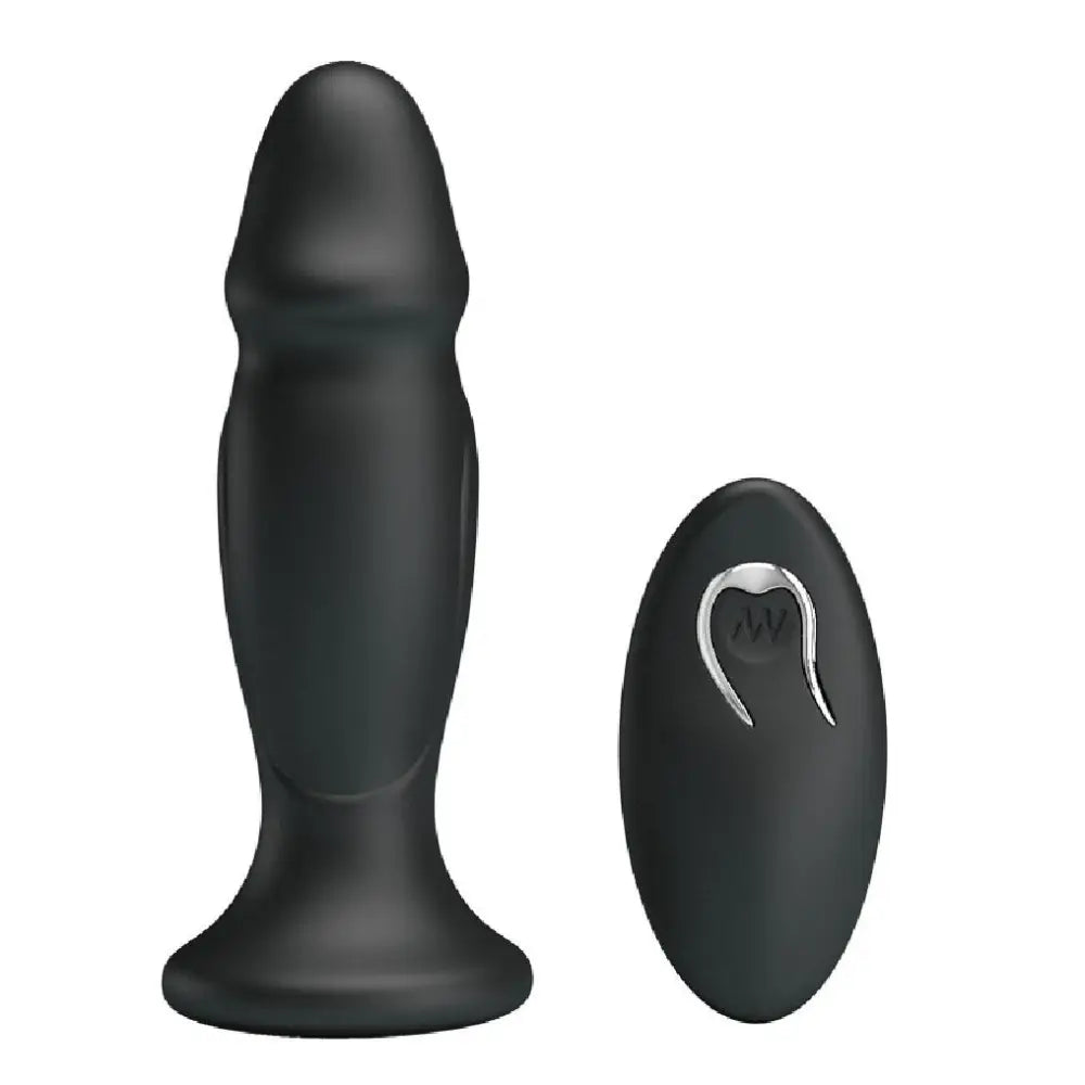 5-inch Silicone Black Powerful Waterproof Vibrating Butt Plug with Remote