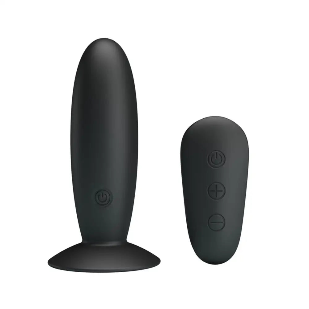 5-inch Silicone Black Rechargeable Vibrating Butt Plug with Remote