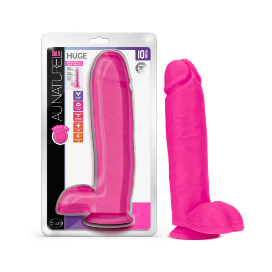 Blush Au Naturel Bold Huge 10 in. Posable Dual Density Dildo with Balls & Suction Cup