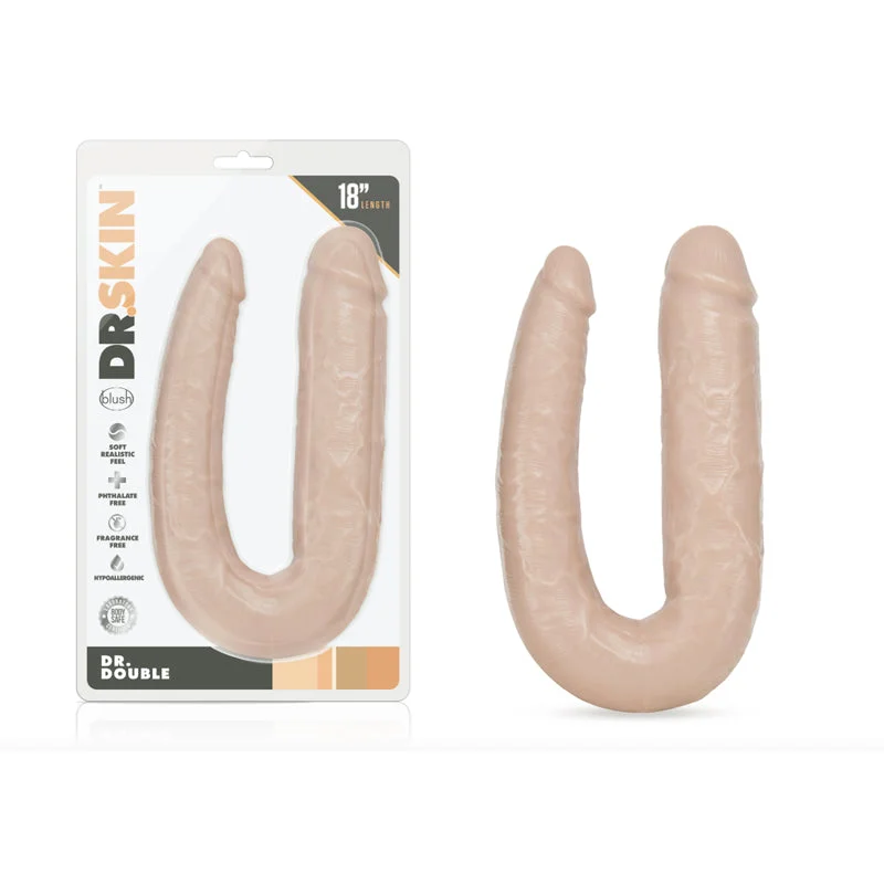 Blush Dr. Skin Dr. Double Realistic 18 in. Dual-Ended Dildo Beige