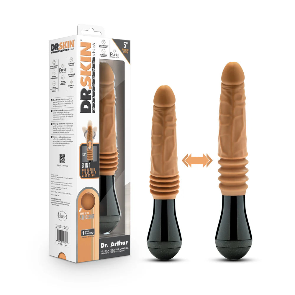 Blush Dr. Skin Silicone Dr. Arthur Thrusting Gyrating Vibrating Dildo