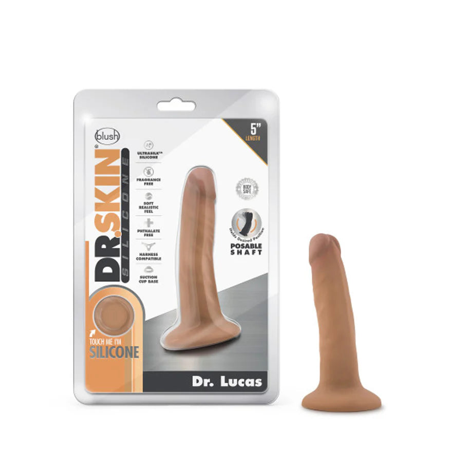 Blush Dr. Skin Silicone Dr. Lucas Realistic 5 in. Posable Dildo with Suction Cup