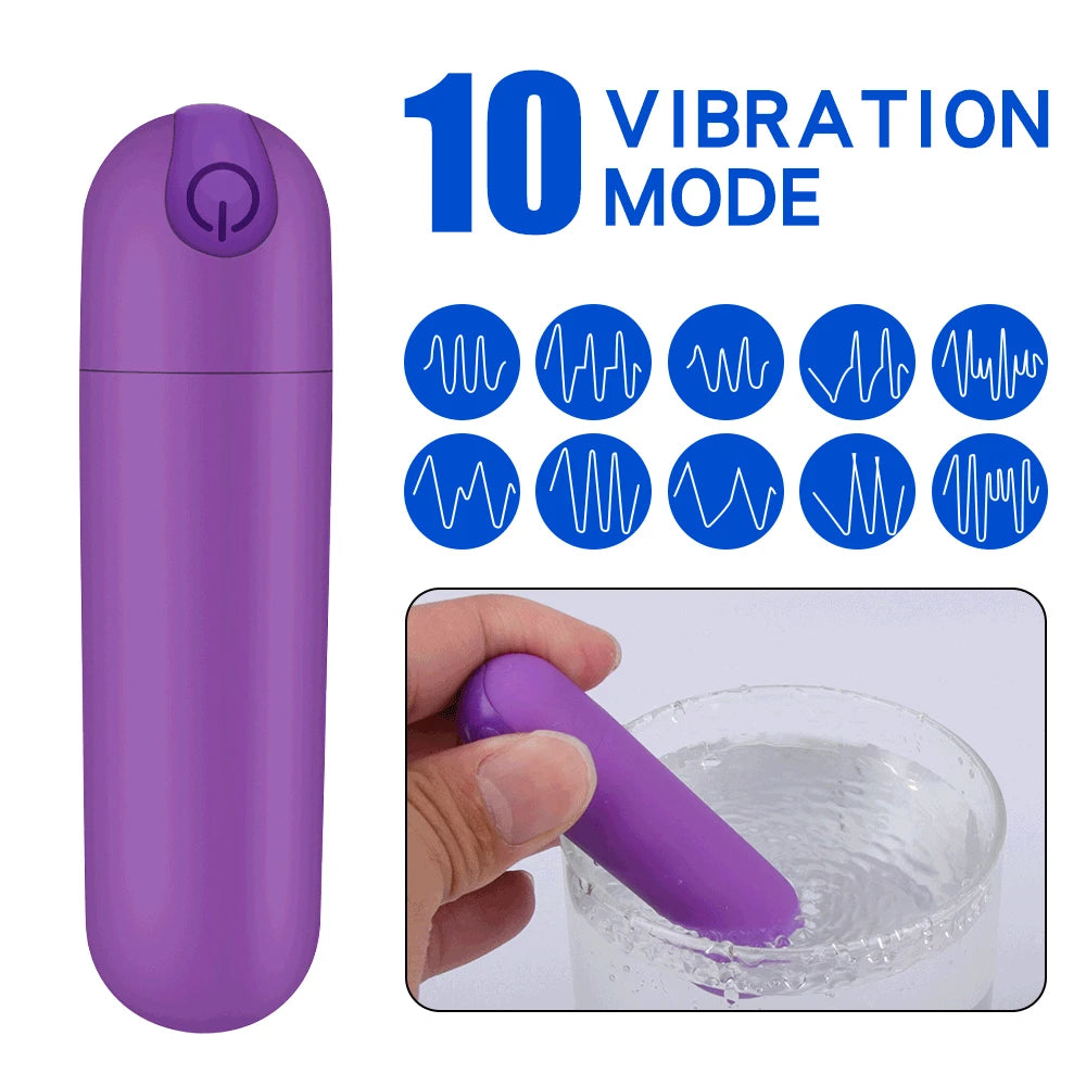 10 Speeds Mini Black Silver Purple Bullet Vibrator