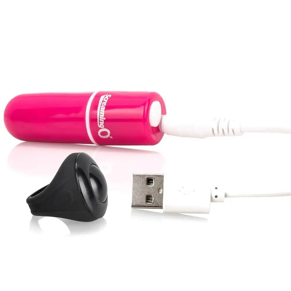 Screaming o Pink Rechargeable Mini Bullet Vibrator with Remote Control