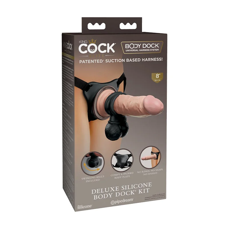 King Cock Elite Deluxe Silicone Body Dock Kit Beige/Black