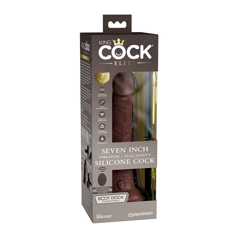 Pipedream King Cock Elite 7 in. Vibrating Realistic Dildo With Suction Cup Brown