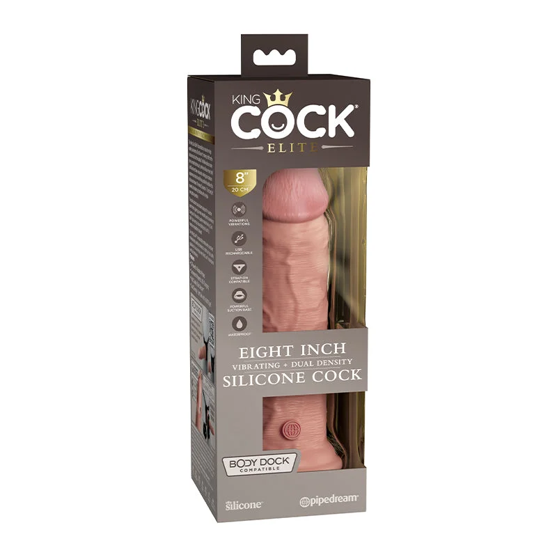 Pipedream King Cock Elite 8 in. Vibrating Realistic Dildo With Suction Cup Beige