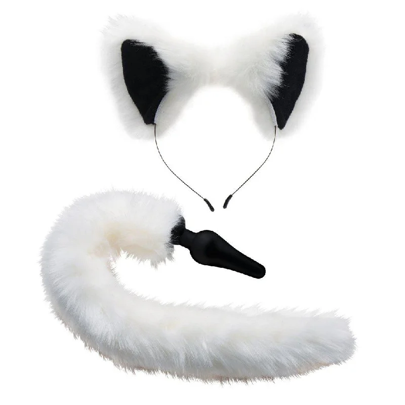 White Fox Tail Anal Plug and Ears Set