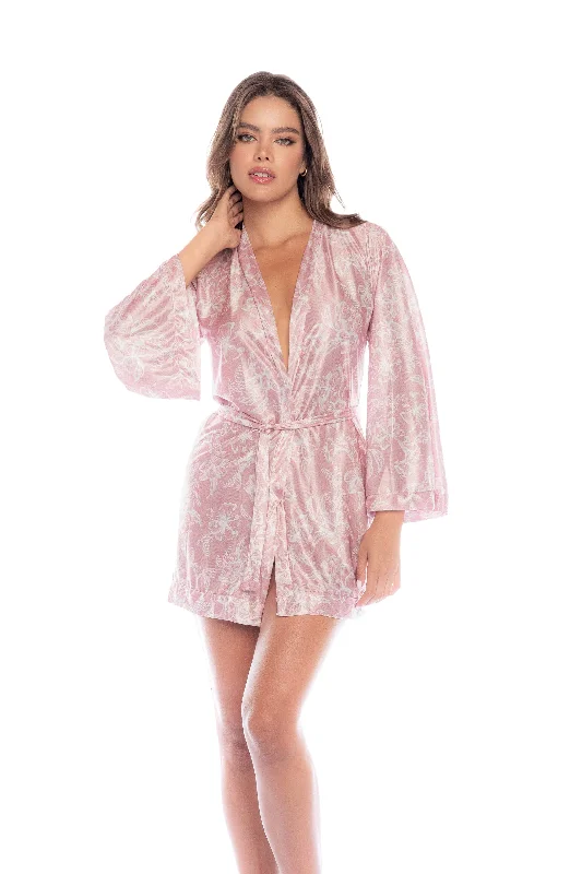 Pink Floral Short Robe & Cheeky Bottom Women's Lounge Wear Lingerie