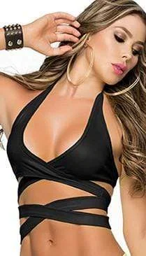 Black Halter Wrap Around Top (also available in Pink, White, Red)