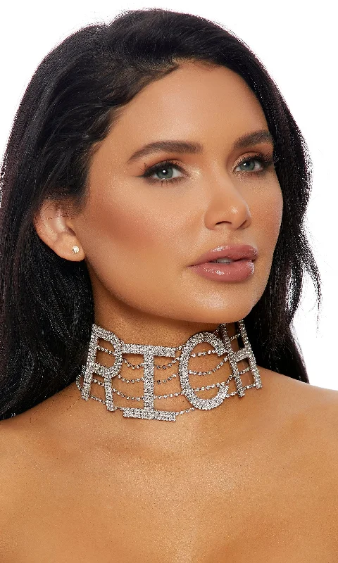 Silver RICH Rhinestone Choker