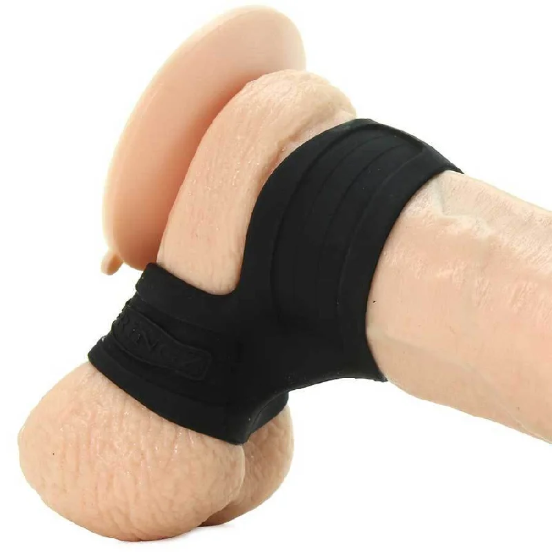 Black Silicone Mr. Big Cock Ring and Ball Stretcher by Fantasy C-Ringz