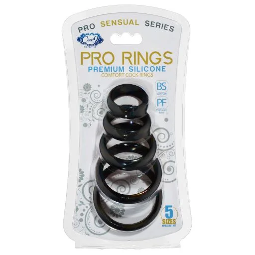 CLOUD 9 COMFORT COCK RINGS W/FLAT BACK 5-PK PRO SENSUAL LINE