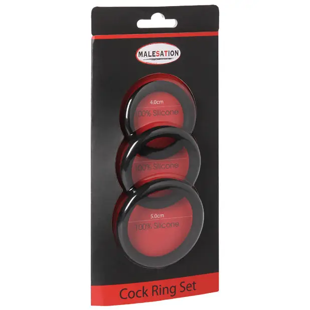 Malesation Cock Ring Set - Pack Of 3 Black