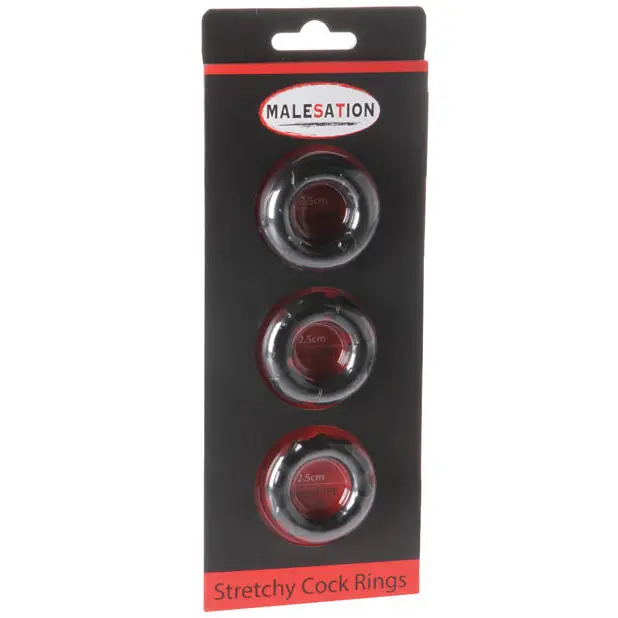 Malesation Stretchy Cock Rings - Pack Of 3 Black