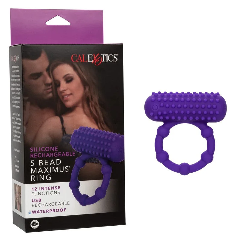 Silicone Rechargeable Maximus 5 Beaded Vibrating Cock Ring by Cal Exotics