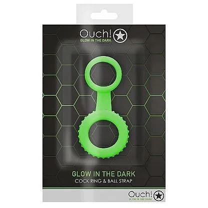 Ouch Cock Ring & Ball Strap Glow in the Dark by Shots