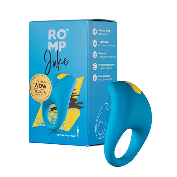 ROMP Juke Blue Rechargeable Silicone Vibrating Cock Ring