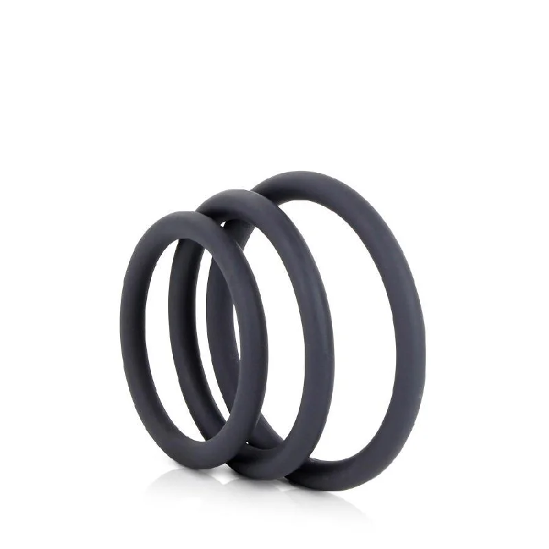 Silicone Thin Cock Ring 3 Pack by Optimale Black