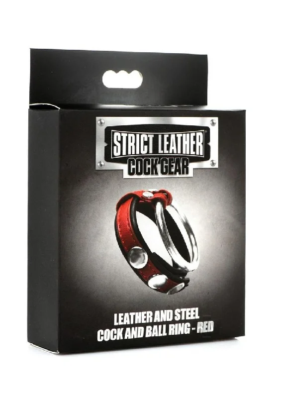 Srict Cock Gear Leather/steel Ring Red