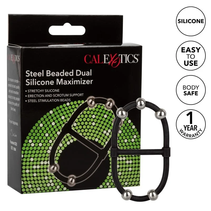 Steel Beaded Dual Maximizer Cock Ring by Cal Exotics