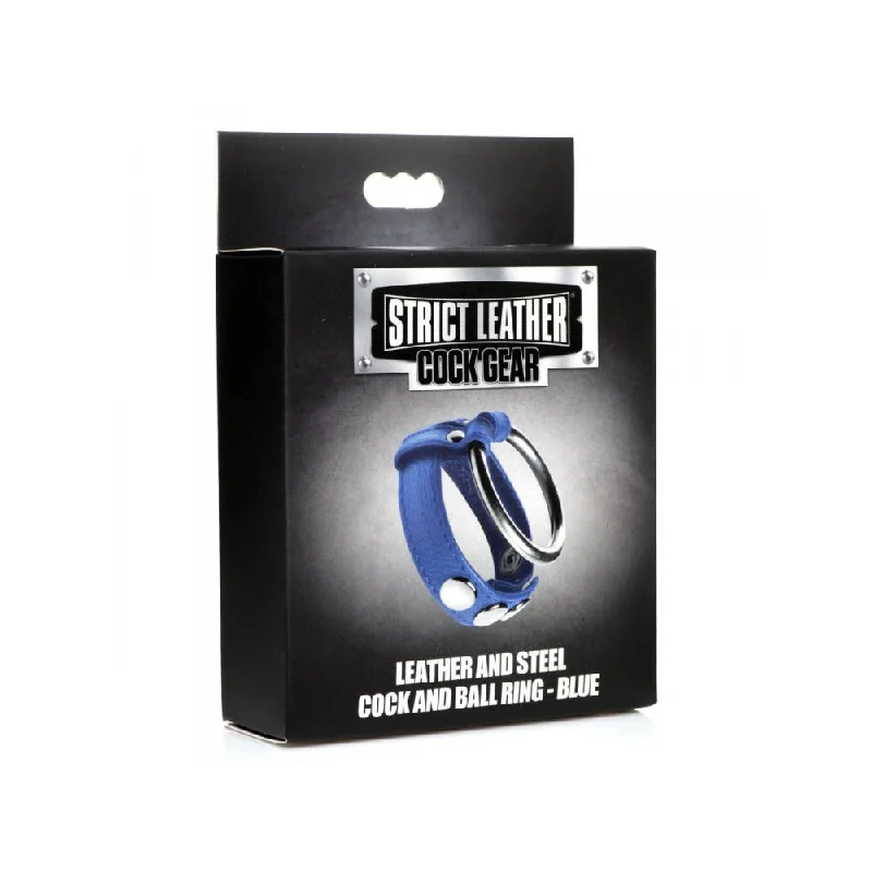 Strict Leather Cock Gear Leather And Steel Cock & Ball Ring Blue