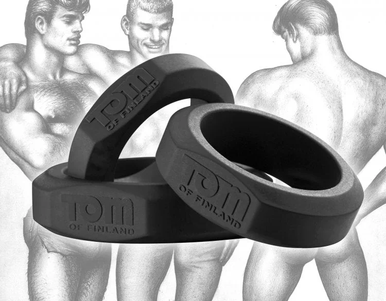 TOM OF FINLAND 3 PIECE COCK RING SET SILICONE